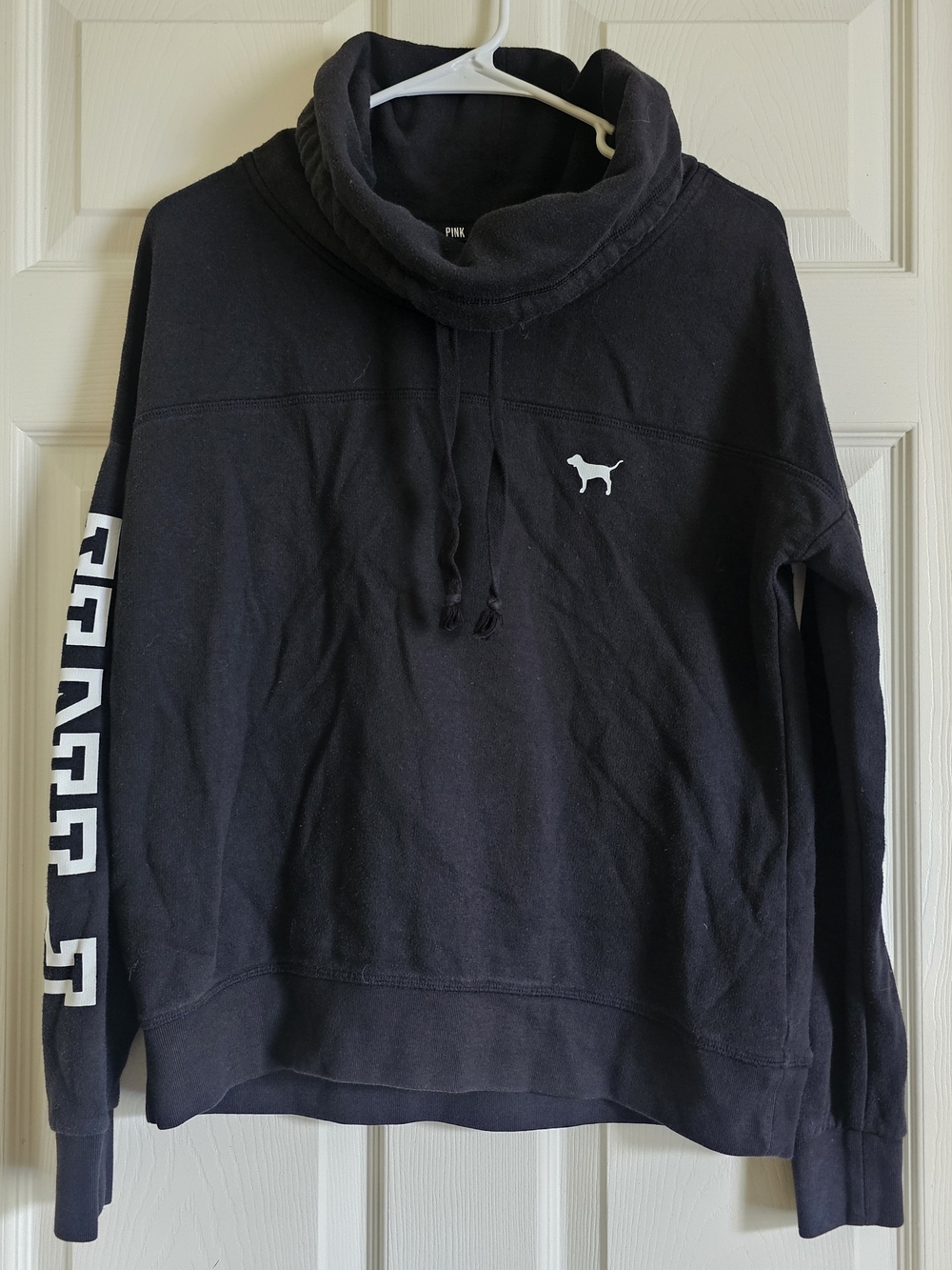 Victoria's Secret PINK Black Cowl Neck Sweatshirt Dog Logo Size XS | Y2K Lounge